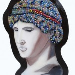 Athena Lemnia - 2010 - cm 79x56 -  mixed media, resin and marbles on wood - peter gazzola